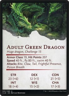 Adult Green Dragon - Stats - Commander Legends: Battle for Baldur's Gate - Art Series